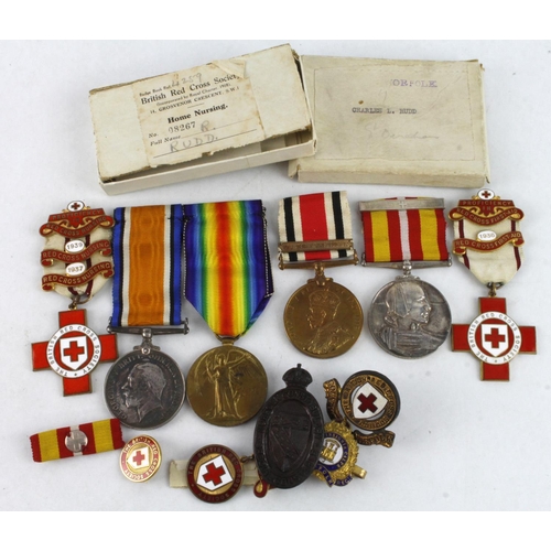 614 - BWM & Victory Medal (43208 Pte S R Rudd Suffolk R), GV (crowned) Special Constabulary Medal (Charles... 