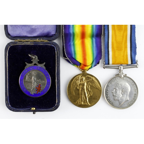 616 - BWM & Victory Medal (52515 Pte L P F Castel Lan Fus) and Imperial Chemicals silver medal for 254 Yea... 