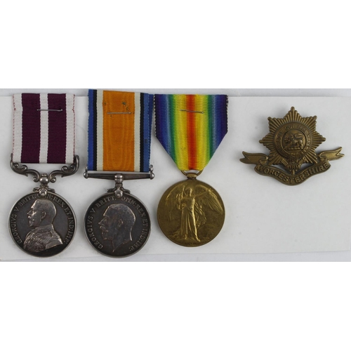 625 - BWM & Victory Medal (9114 A.W.O.CL.2. W A Bootle Worc R). Meritorious Service Medal GV (9114 Pte A.Q... 