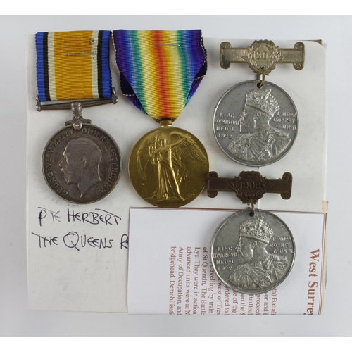 630 - BWM & Victory Medal (G-68126 Pte H Parsley The Queens R)  (David Fayers Collection)