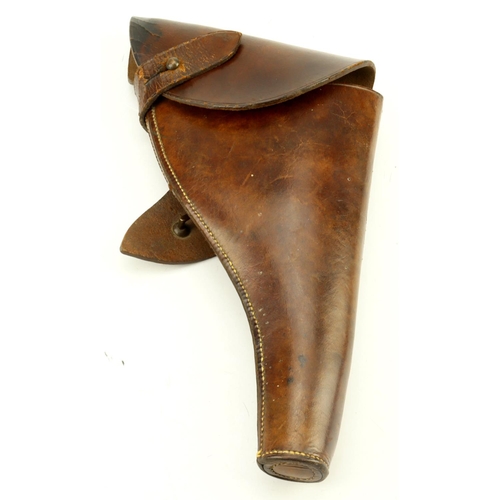 65 - Good quality brown leather stitched holster which can take a British WW1 Webley revolver. Leather st... 