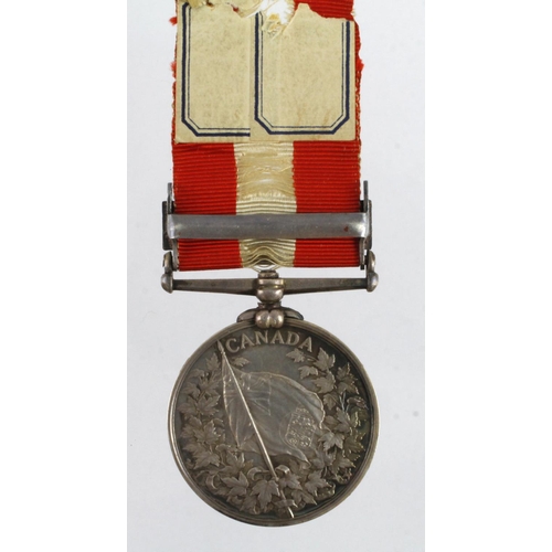 654 - Canada General Service Medal with Fenian Raid 1866 clasp (959 Pte E Day 7, RL, Fus) lived Landport, ... 