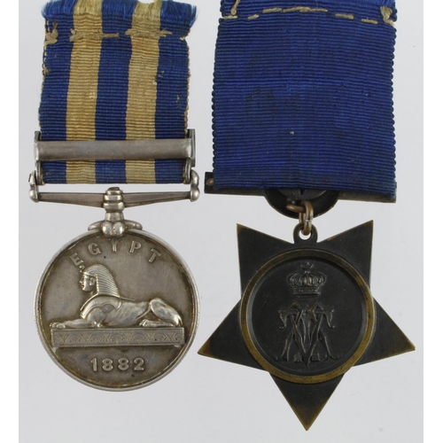 684 - Egypt Medal dated 1882 with Tel-El-Kebir (A.Roberts Pte RM) and Khedives Medal 1882  (2) (David Faye... 