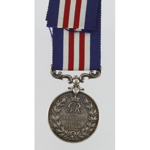 775 - Military Medal GRV to 14840 Pte A J Roe 1/N.82.D Reg.  Suspender lose.