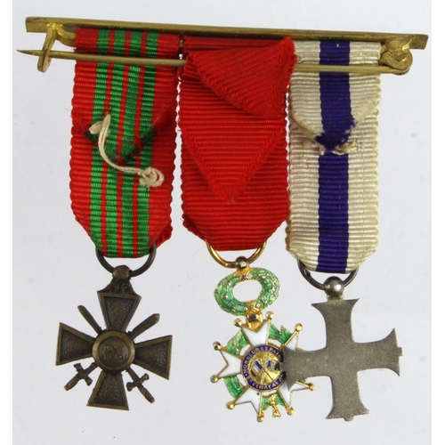 794 - Miniature Medal group - Military Cross + Rosette, Order of the Legion of Honor, French Croix de Guer... 