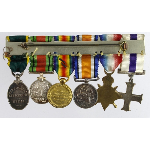 796 - Miniature Medal group - Military Cross, 1915 Star Trio with MID, Defence Medal, GV Territorial Effic... 