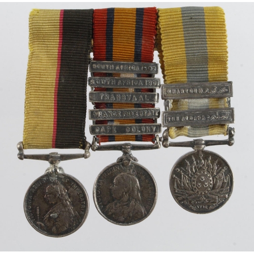 804 - Miniature Medal group - Queens Sudan Medal, QSA with bars CC/OFS/Trans/SA01/SA02, and Khedives Sudan... 