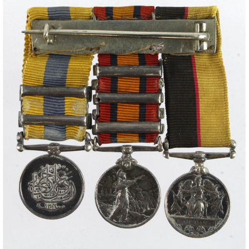 804 - Miniature Medal group - Queens Sudan Medal, QSA with bars CC/OFS/Trans/SA01/SA02, and Khedives Sudan... 