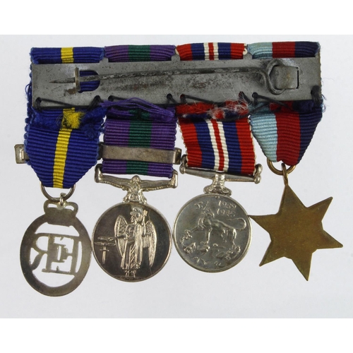 808 - Miniature medal group mounted as worn - 1939-45 Star, War Medal, GSM QE2 for Malaya, EiiR Army Emerg... 