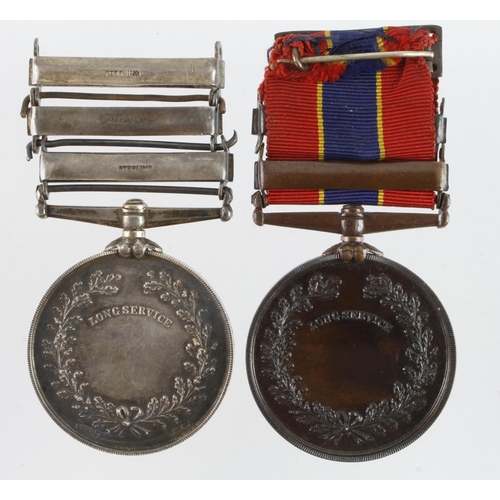 826 - National Fire Brigade Association Long Service medals in silver and bronze both named to 9114 Richar... 