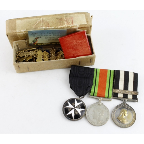 839 - Order of St John Breast Badge, Defence Medal, St John Service Medal all unnamed as issued, plus phot... 