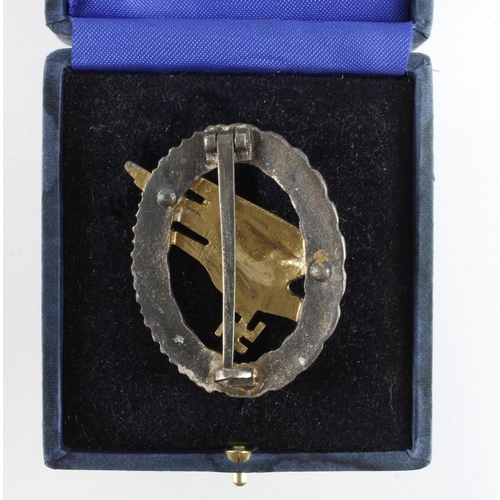 962 - German 3rd Reich Luftwaffe Paratrooper badge in blue case