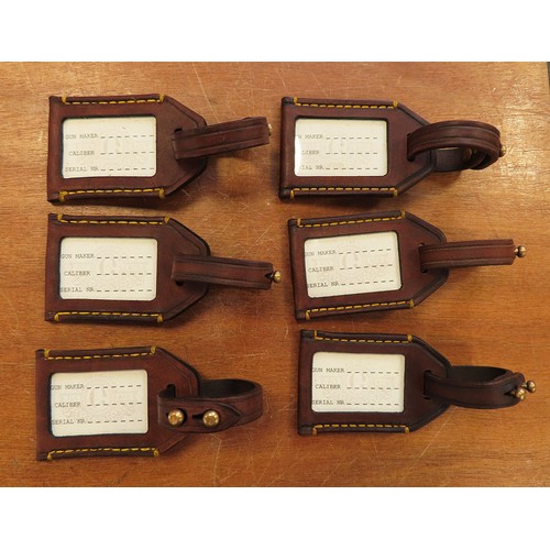 66 - Gun case & luggage tags hand-made by els & co., south africa, x6, entirely hand-made, these retail a... 