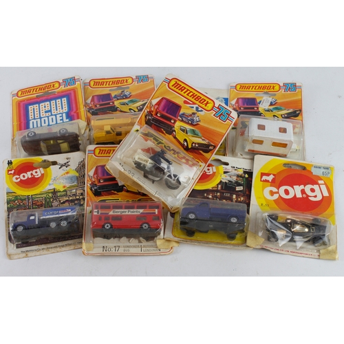 102 - Corgi & Matchbox. A collection of nine Corgi & Matchbox models, comprising Corgi nos. E.53, 87, 125 ... 