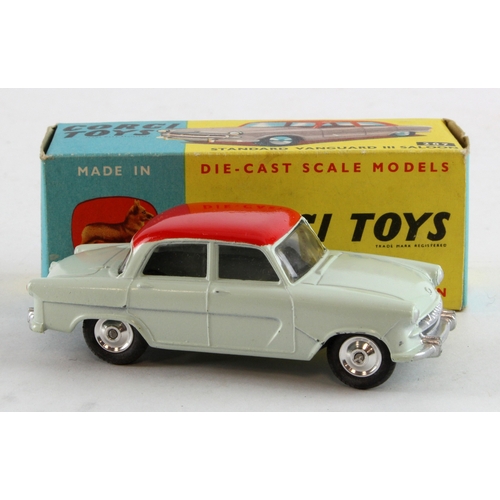 110 - Corgi Toys, no. 207 'Standard Vanguard III Saloon' (red & pale green), contained in original box