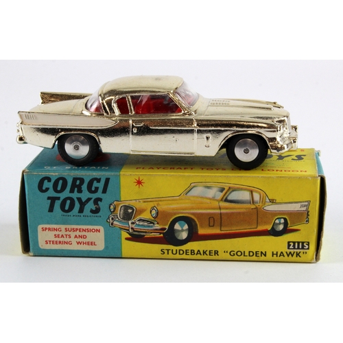 114 - Corgi Toys, no. 211S 'Studebaker Golden Hawk' (gold plated), contained in original box