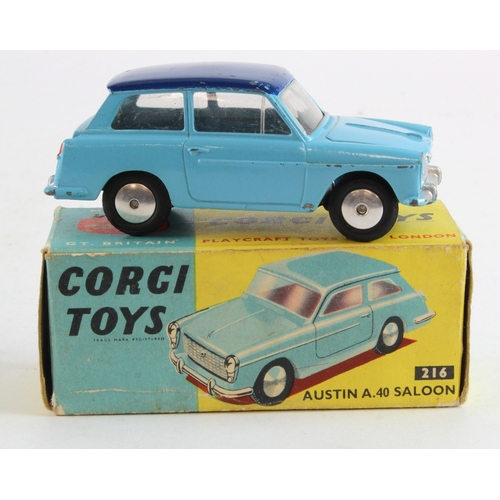 117 - Corgi Toys, no. 216 'Austin A.40 Saloon (two-tone blue), contained in original box