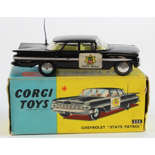 121 - Corgi Toys, no. 223 'Chevrolet State Patrol' (aerial present), contained in original box