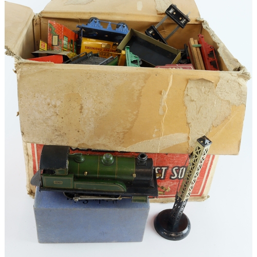 247 - O Gauge. A collection of O Gauge model railway, including two locomotives (with tenders), wagons, tr... 