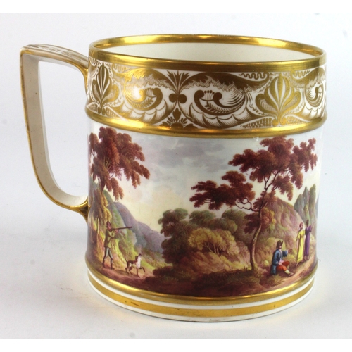 281 - Derby. A Derby porcelain porter mug, circa early to mid 19th century, depicting figures within a cou... 