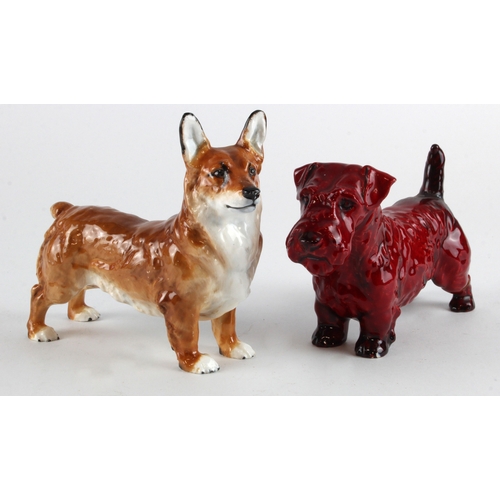 282 - Doulton china Flambe Sealyham terrier H.N. 1032 (very rare model) (has damages - the tail and two of... 