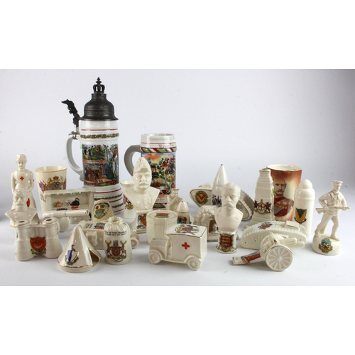 290 - German Military stein (missing lid) decorated with a Military scene, circa early 20th Century, heigh... 