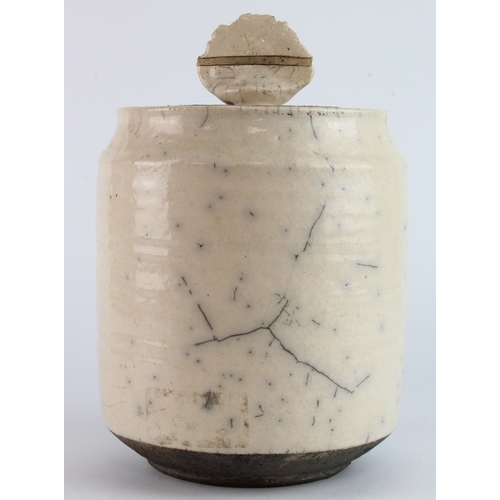 297 - Large Stoneware pottery glazed jar with lid, signed to base (unsure of maker), height