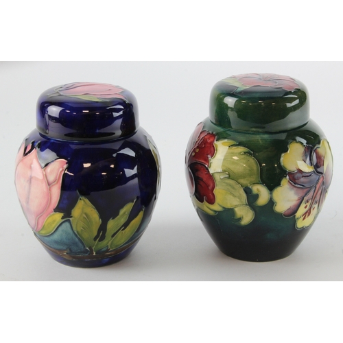 320 - Moorcroft. Two Moorcroft ginger jars (with lids), makers marks to base of each, height 10.5cm approx... 