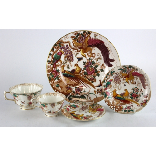 329 - Royal Crown Derby. Five Royal Crown Derby 'Olde Avesbury' pattern porcelain cups & plates, makers ma... 