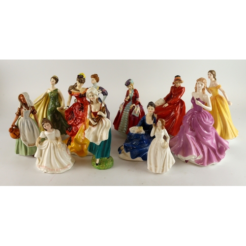 334 - Royal Doulton. A collection of eleven Royal Doulton porcelain figures, including Belle (figure of th... 