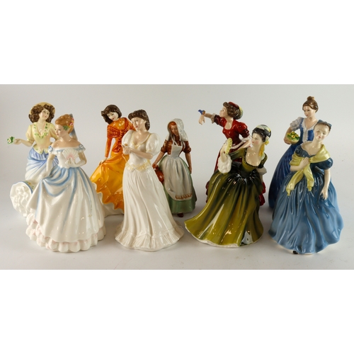 335 - Royal Doulton. A collection of nine Royal Doulton porcelain figures, including Claire, Maria, Linda,... 