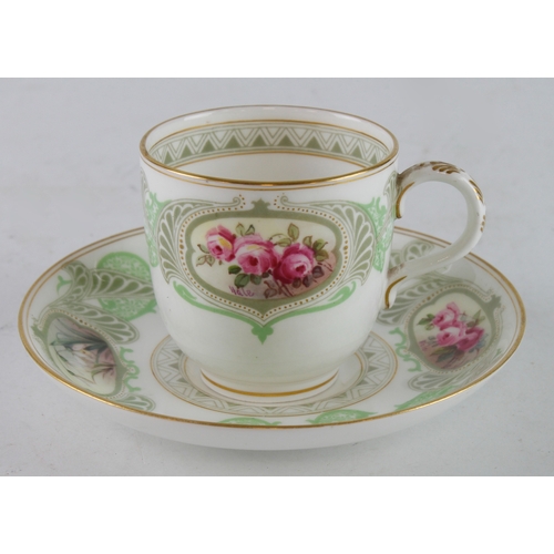 337 - Royal Worcester porcelain cup and saucer, with hand painted floral decoration, signed 'Hale', makers... 