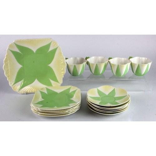 343 - Shelley part tea set (pattern 11993/9), comprising four tea cups, six saucers, five side plates & on... 