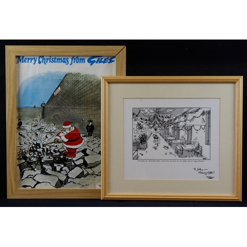 377 - Giles (Carl). An original 'Merry Christmas from Giles' poster, 29cm x 39cm, framed & glazed, togethe... 