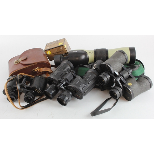 417 - Binoculars & Telescopes. A group of four binoculars & telescopes, comprising Swift Audubon 8.5x44 bi... 