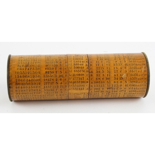 423 - McFarlane. A rare McFarlane's Calculating Cylinder, made from satinwood with brass ends, circa 19th ... 