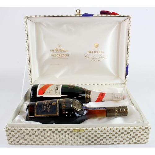 430 - Champagne & Cognac presentation set, comprising G. H. Mumm & Co. Cordon Rouge Champagne 1982 & Marte... 