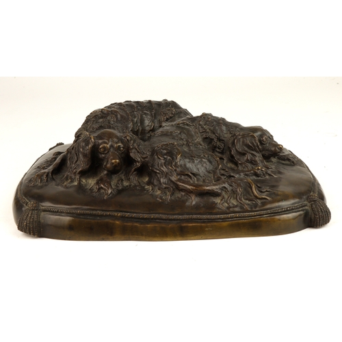 447 - After Antoine-Louis Barye? (French 1796-1875) French bronze sculpture depicting a pair of resting Ki... 