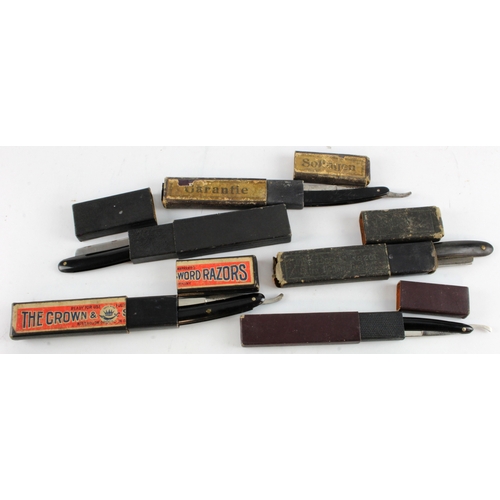 471 - Cutthroat Razors. A group of five cased cutthroat razors