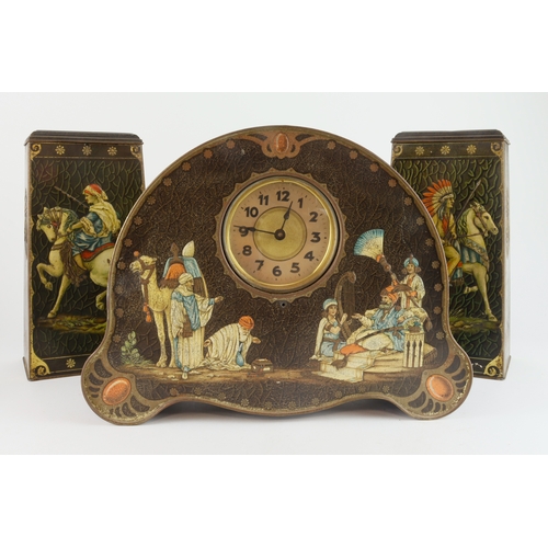 478 - Fryer & Co. Victory V Gums & Lozenges novelty tin, depicting a clock garniture, clock height 26.5cm,... 