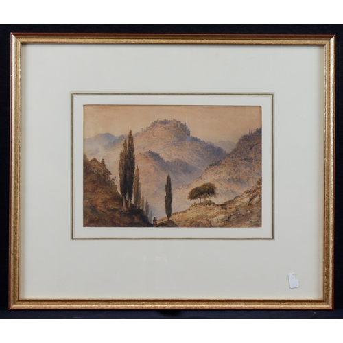 7 - Bacon, Thomas (British 1813 - 1892) Watercolour, titled (label verso) 'Fiesole and Monte Rinaldi loo... 