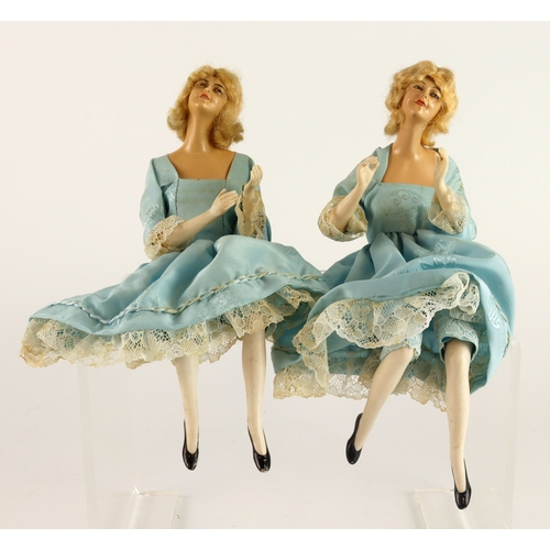 89 - Boudoir dolls. Two Boudoir dolls, circa early 1920s - 1930s, length 23cm approx.