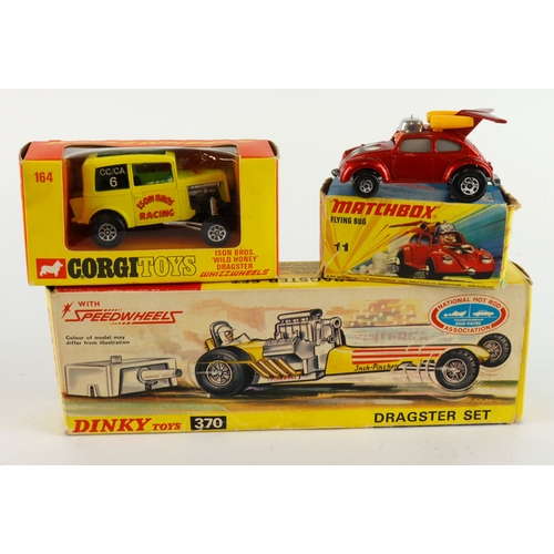 91 - Boxed Dinky Dragster Set with speedwheels along with boxed Matchbox Flying Bug no.11 and boxed Corgi... 