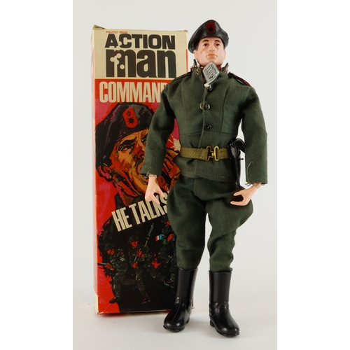 94 - Boxed Palitoy Action Man Commander. With dog tag, hand grenade and pistol. Talk pull cord working. ©... 