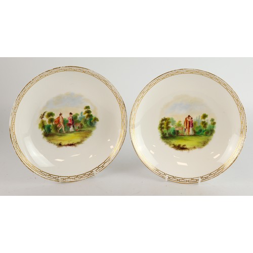 323 - Pair of hand-painted saucer dishes c.1840-60, one is titled 