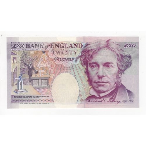 100 - Lowther 20 Pounds (B384) issued 1999, scarce FIRST RUN 'DA01' prefix LOW serial number, serial DA01 ... 