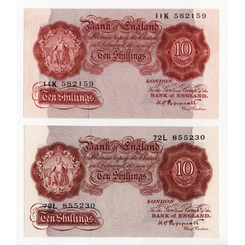 123 - Peppiatt 10 Shillings (B262) issued 1948 (2), first series of the post war note with security thread... 