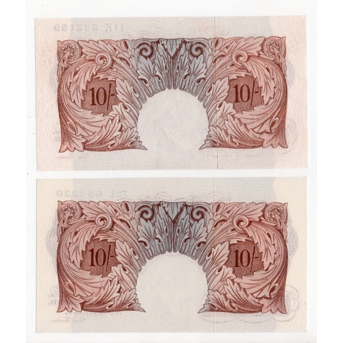 123 - Peppiatt 10 Shillings (B262) issued 1948 (2), first series of the post war note with security thread... 