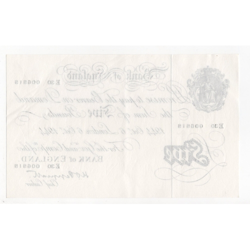 126 - Peppiatt 5 Pounds (B255) dated 6th October 1944, London issue on thick paper, serial E30 006818, a c... 