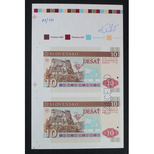 13 - Test Note, 10 Korun Slovakia (not legal tender), private essay security printing specimen test notes... 